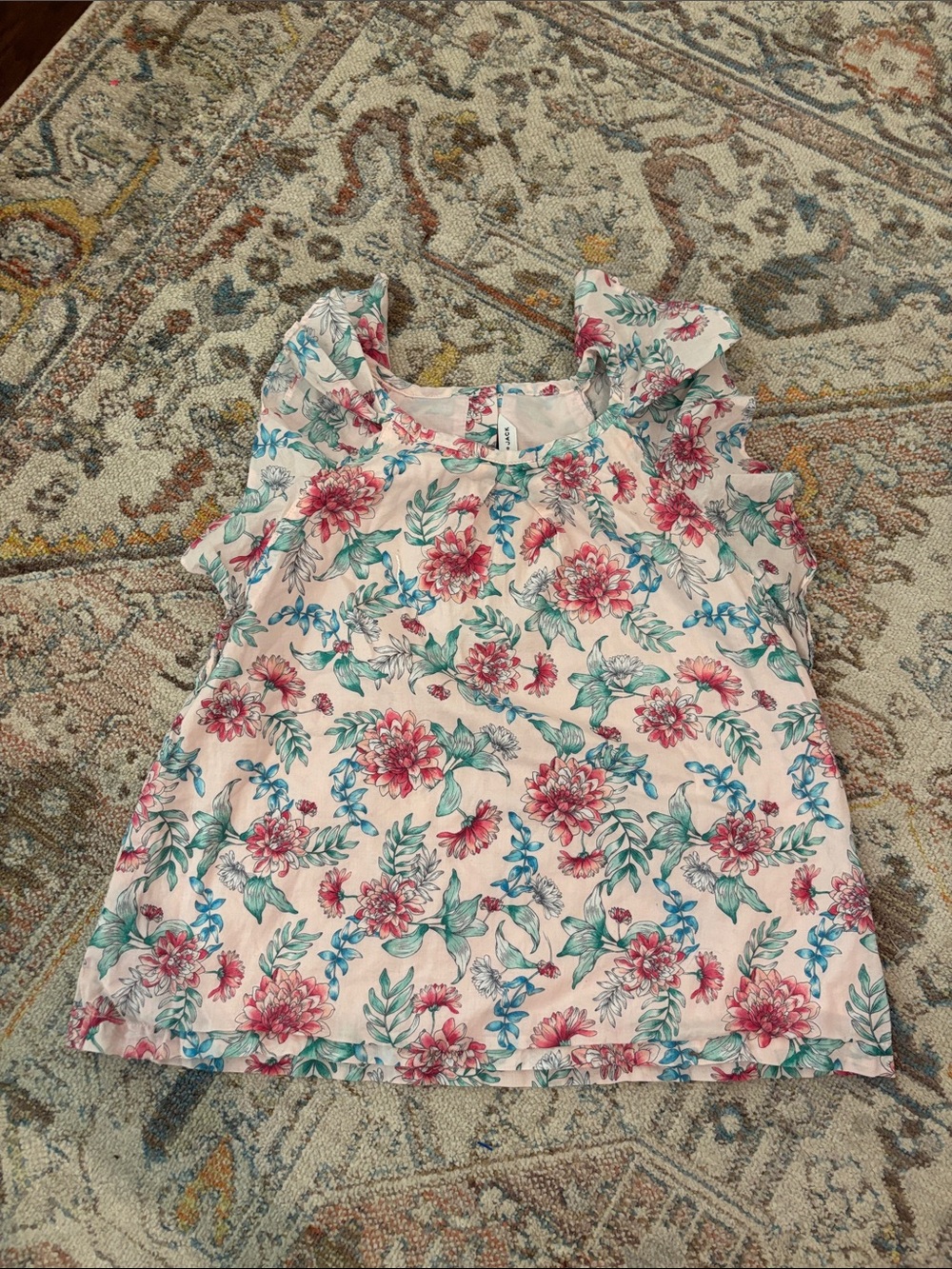 Janie and Jack Pink Floral Ruffle Sleeve Top